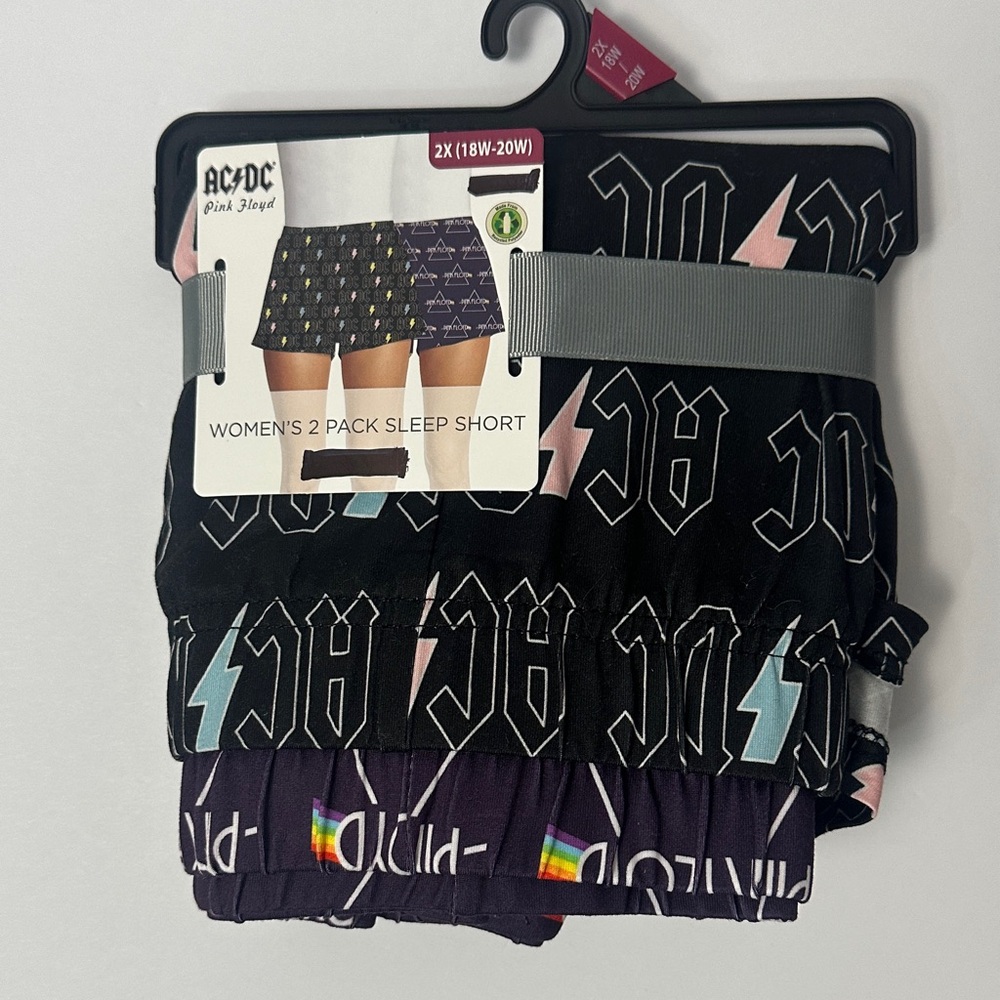 Women’s AC/DC Black and Pink Floyd Dark Purple Sleep Shorts